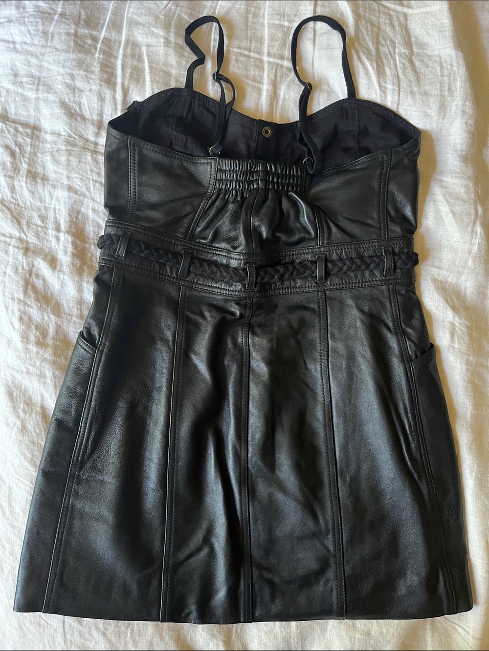 Chasing Unicorns ♠️ Isis Leather and Suede Mini Dress sz M - Picture 12 of 16
